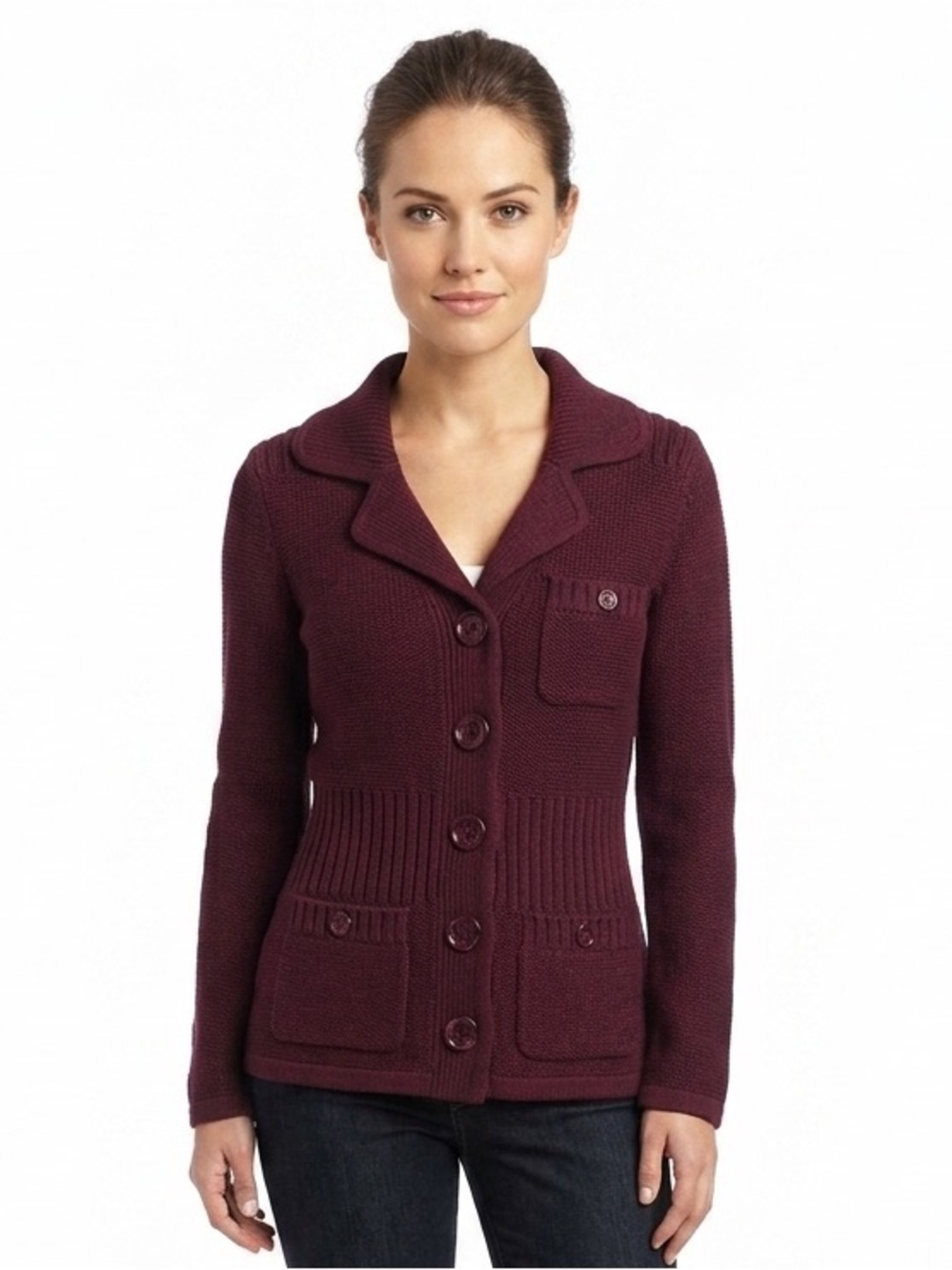 NINE WEST Purple Wine Sweater Cadigan Blazer XS $99 NWT CDW